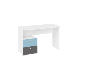 СИТИ ПМ-332.08 Стол письменный с ящиками (Графит софт/Голубой, белая)
